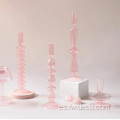 Flores de vidrio de cristal rosa jarrón